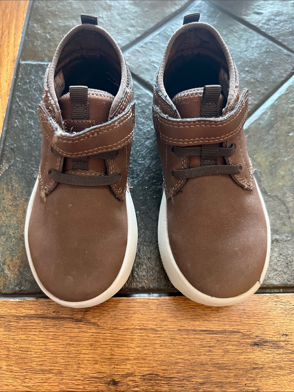 Kids Brown Casual Hook-and-Loop Shoes